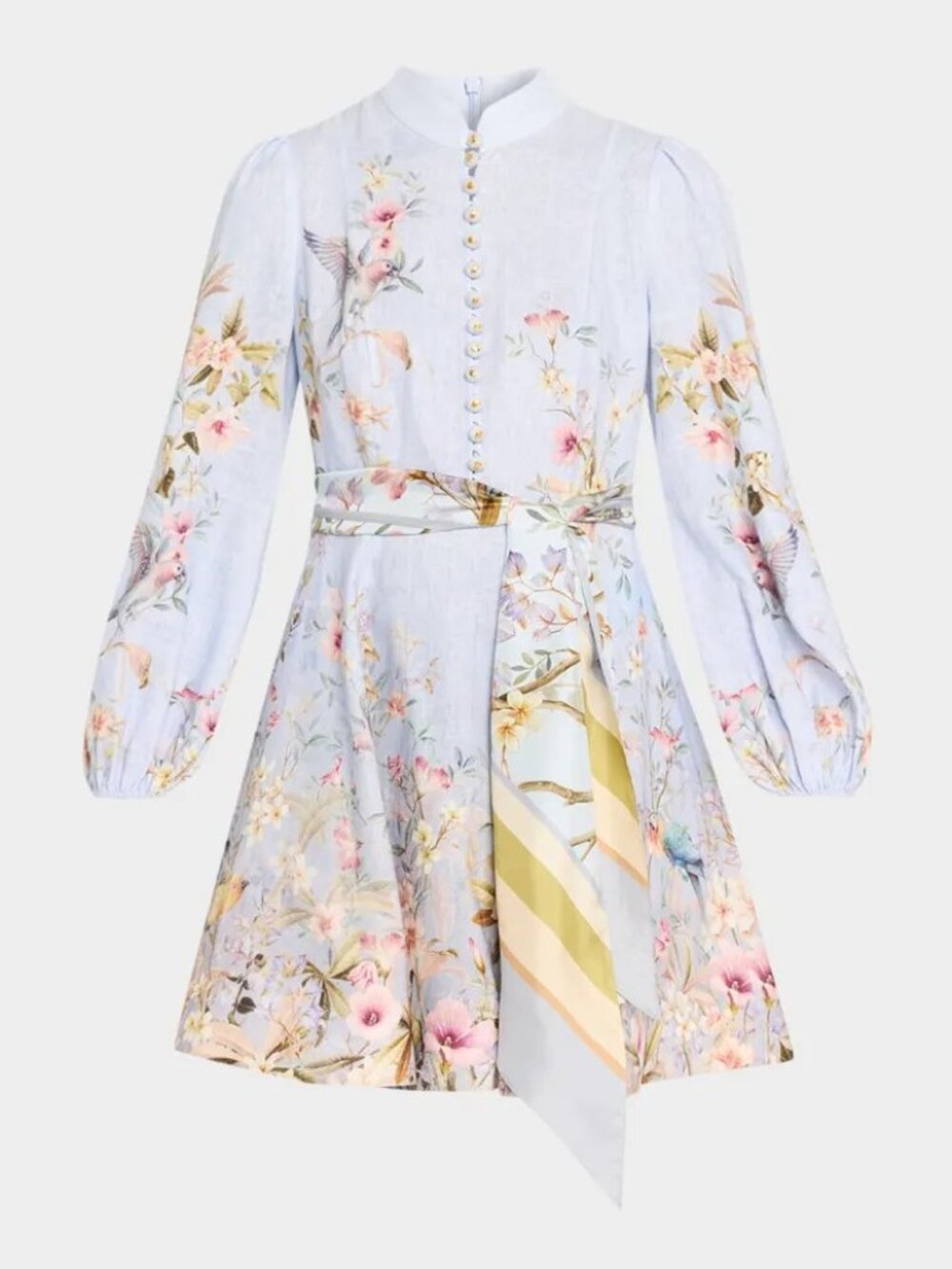 NWOT ！Zimmermann Rebellion Blue Aviary Mini Dress--- Size 1/US6